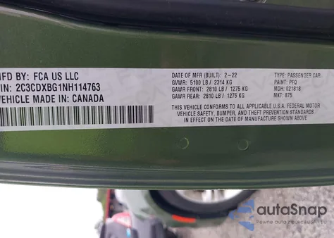 2022 Dodge Charger Sxt Rwd z USA, uszkodzony, nr VIN 2C3CDXBG1NH114763